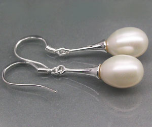 Lujosos aretes de plata con piedras preciosas de perlas genuinas - 2