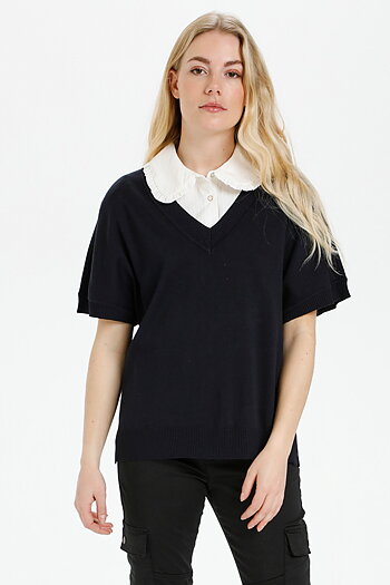Culture - Annemarie Vest V-neck Black