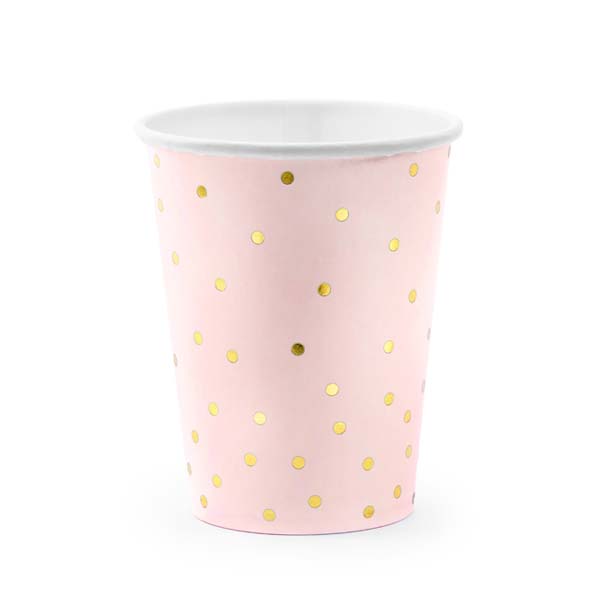 PAPPERSMUGGAR | 6-pack | Rosa med guldprickar