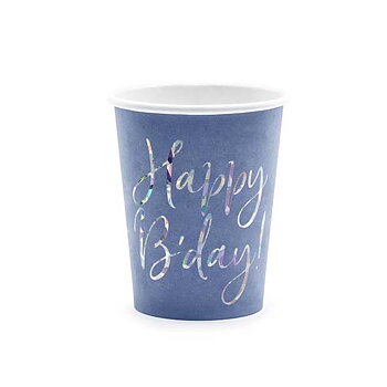 PAPPERSMUGGAR | 6-pack | Blå "Happy b-day"