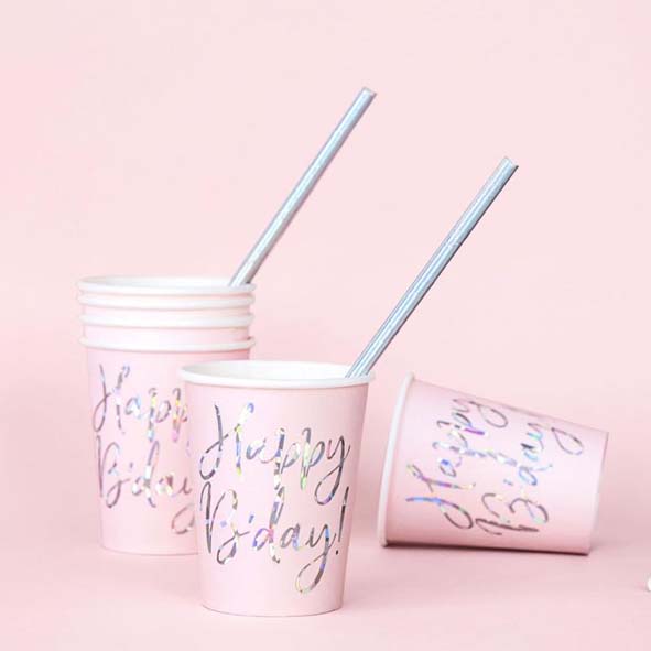 PAPPERSMUGGAR | 6-pack | Rosa "Happy b-day"