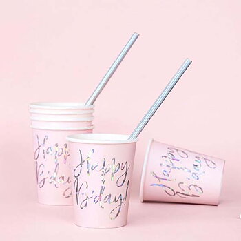 PAPPERSMUGGAR | 6-pack | Rosa "Happy b-day"