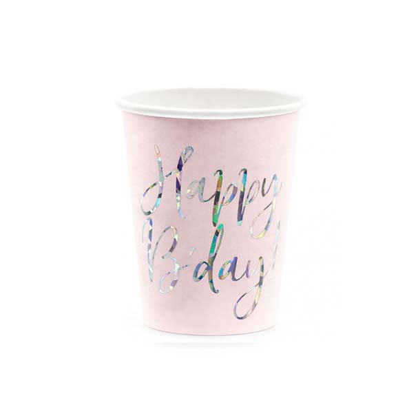 PAPPERSMUGGAR | 6-pack | Rosa "Happy b-day" 