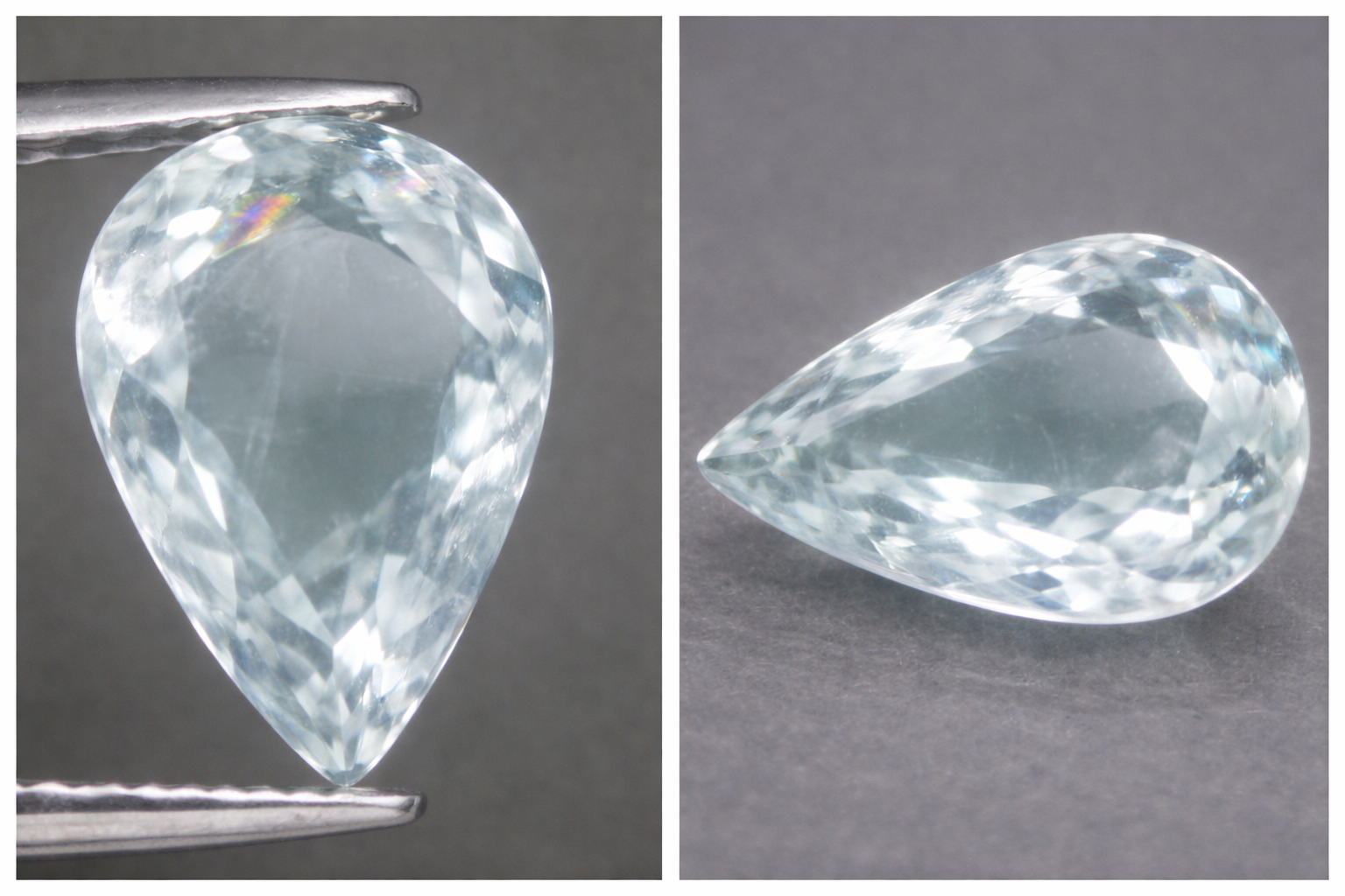 2.96 ct large pear shaped beautiful aquamarine gemstone