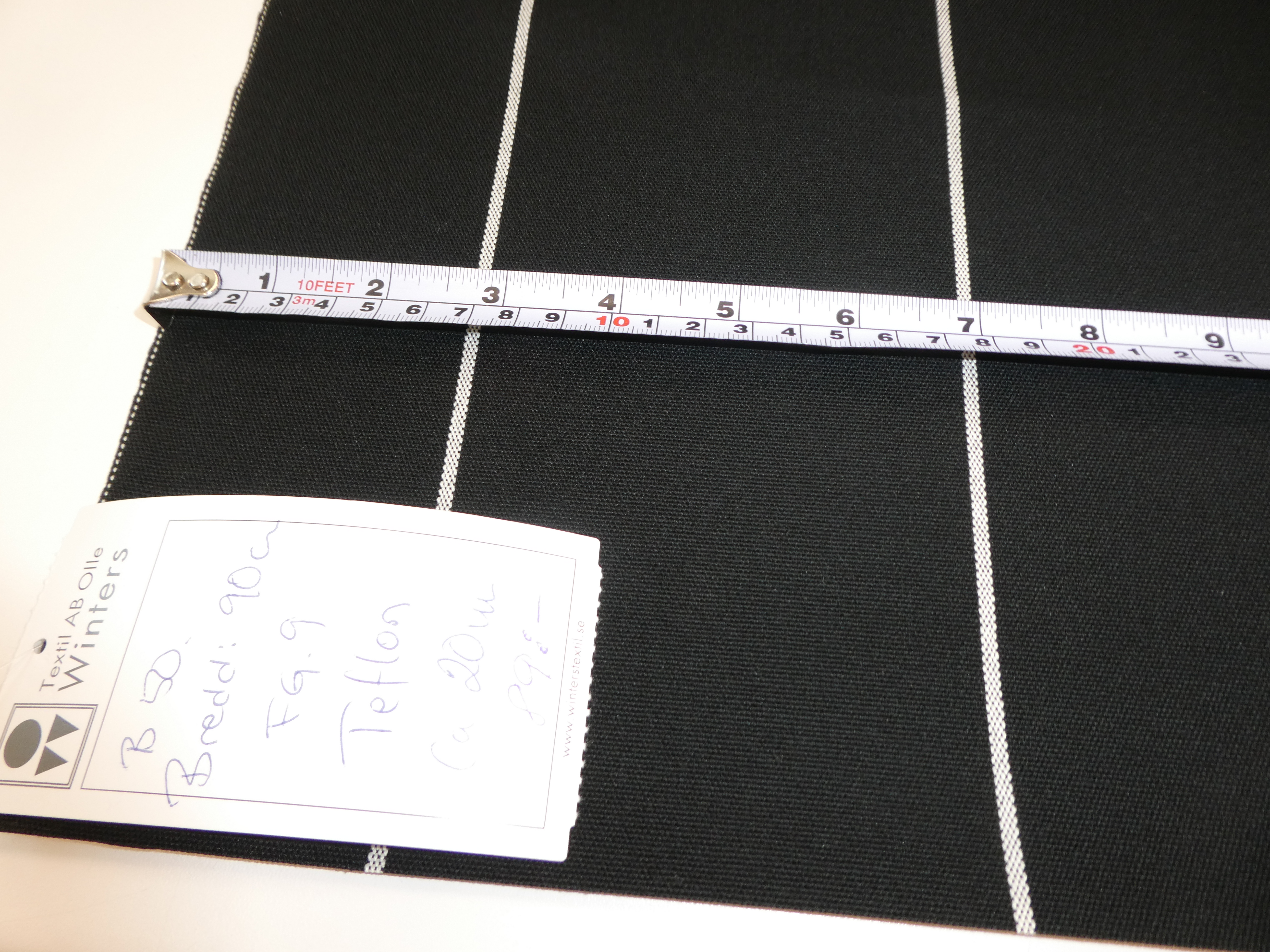 Svart med vita ränder markis 90 cm bred