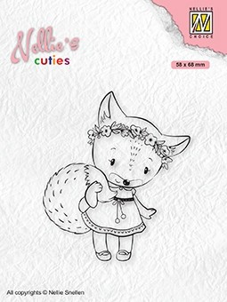 Nellie's Christmas Cuties "Foxy Christmas lady" clear stamps 