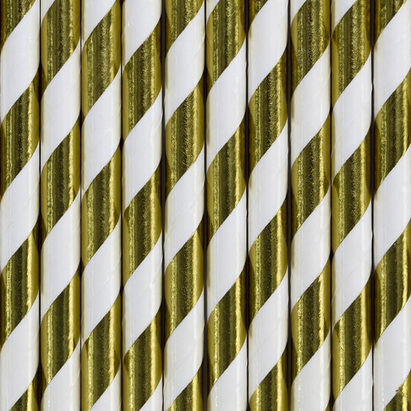 Sugrör | 10-pack | Guld & vit