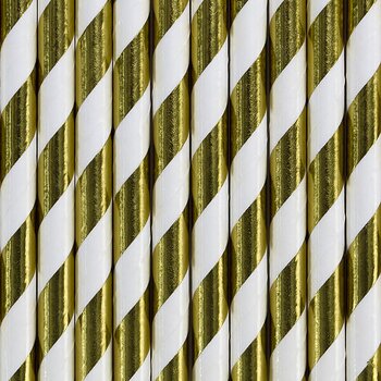 Sugrör | 10-pack | Guld & vit
