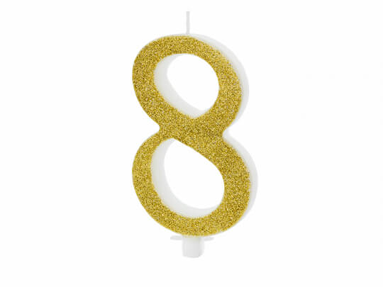 TÅRTLJUS | Siffra 8 | Guld |  1-pack 
