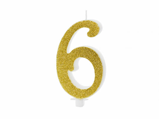 TÅRTLJUS | Siffra 6 | Guld |  1-pack 