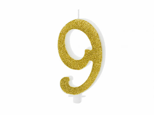 TÅRTLJUS | Siffra 9 | Guld |  1-pack 