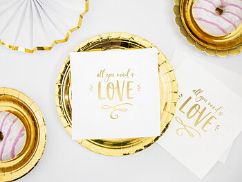 SERVETTER | 20-pack | Guldtext "All you need is love" 