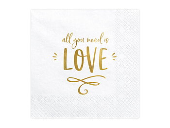 SERVETTER | 20-pack | Guldtext "All you need is love"
