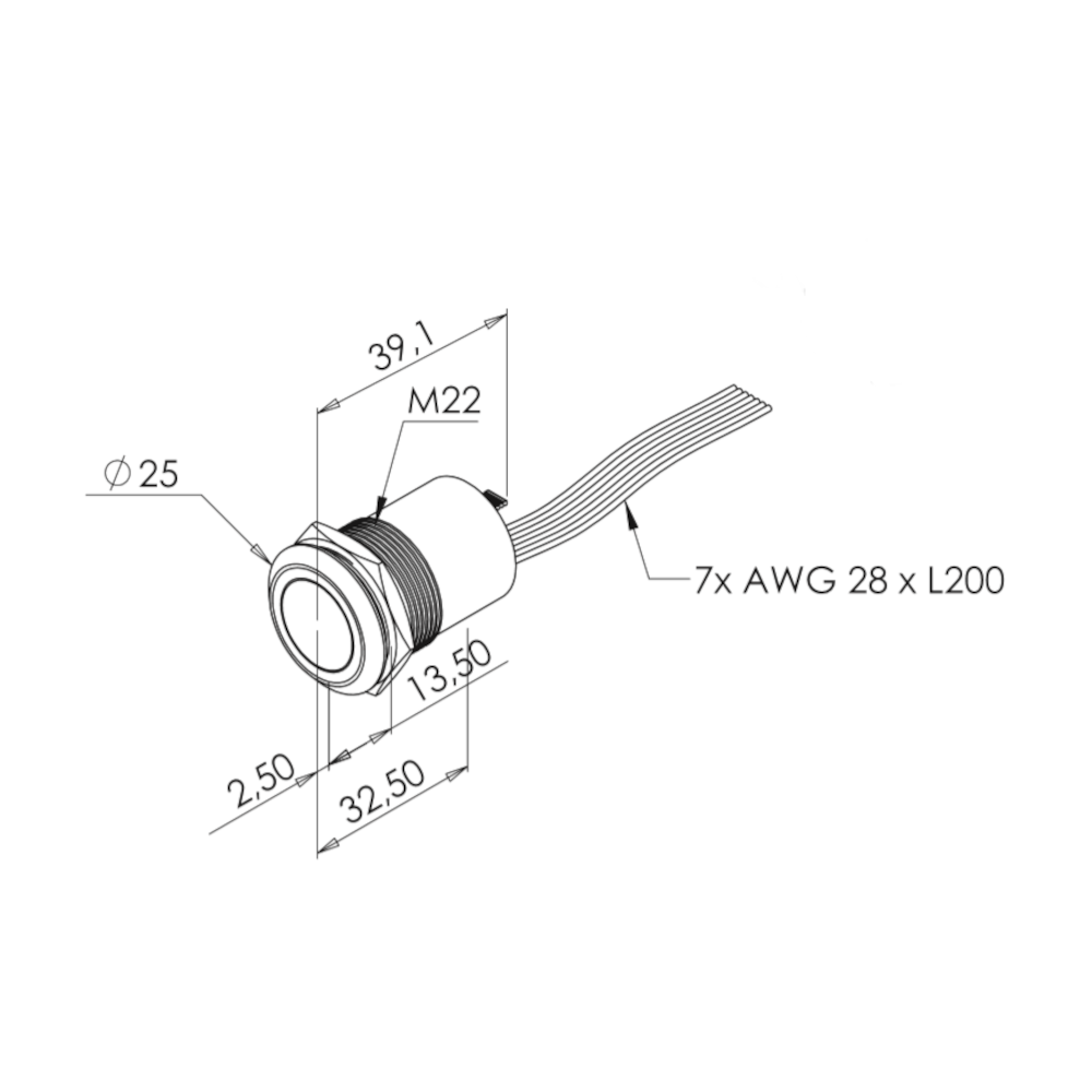 Waves System - PB22IR Switch/IR red/grn LED - 2