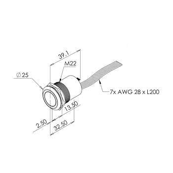Waves System - PB22IR Switch/IR red/grn LED