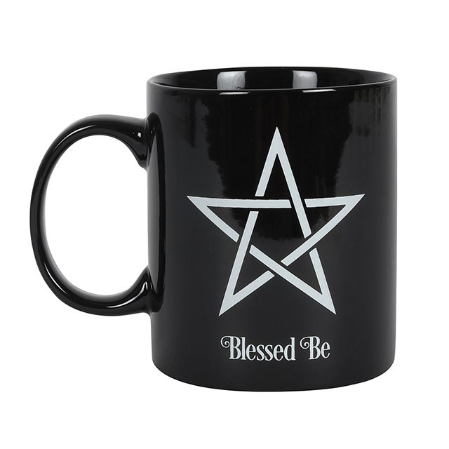 Mugg, Pentagram "Blessed be" - Svart