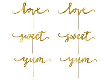 CAKE PICKS | Love Sweet Yum | Guld