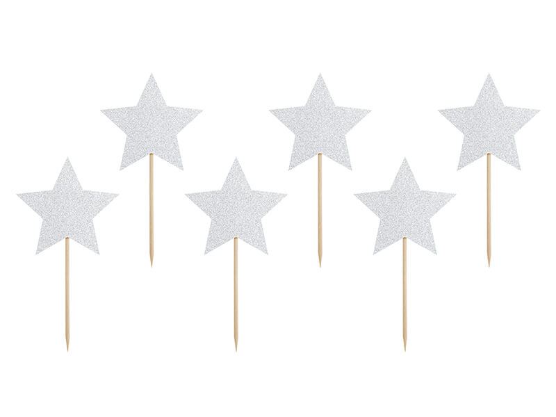 CAKE PICKS | Silverglitter stjärnor