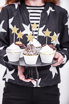 CAKE PICKS | Guld glitterstjärnor 