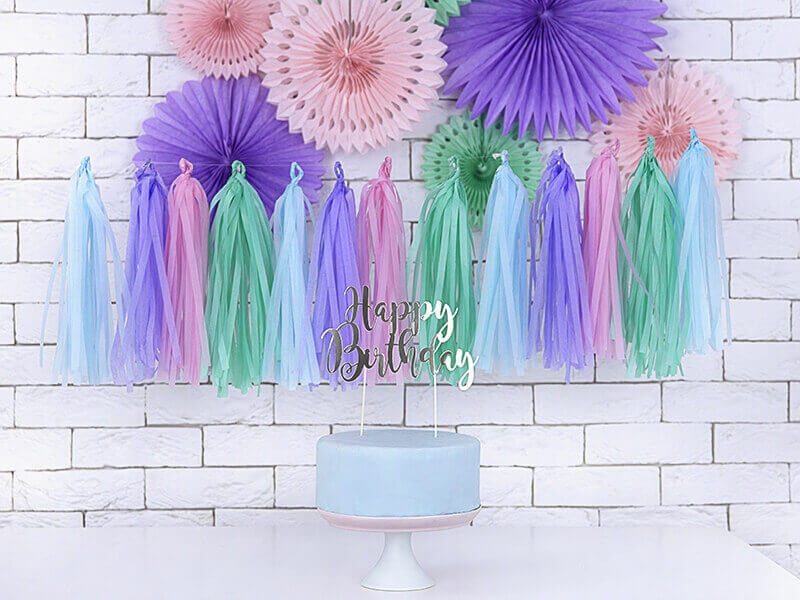 CAKE TOPPER | Happy Birthday | Silver