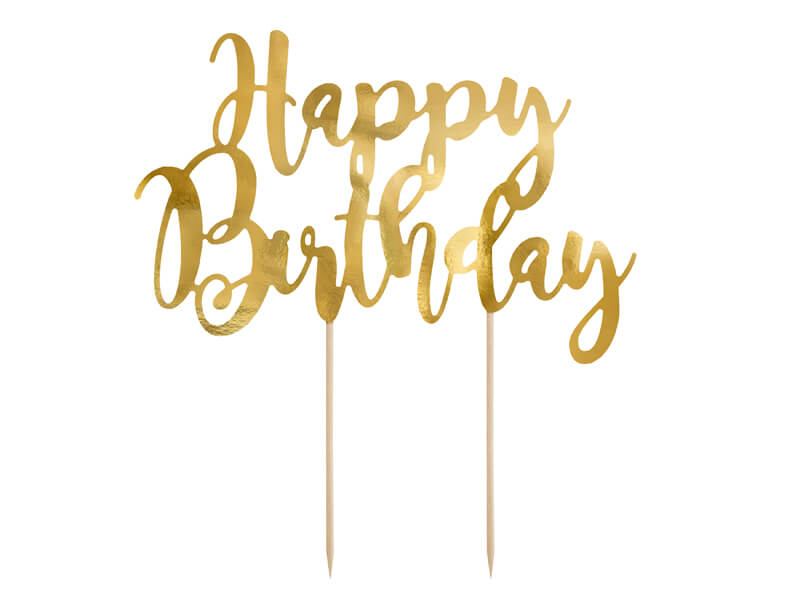 CAKE TOPPER | Happy Birthday | Guld