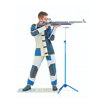 Teaching poster István Péni in air rifle position 