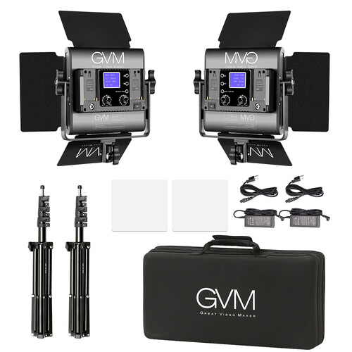 GVM 800D-RGB LED Studio 2-Video Light Kit - 7
