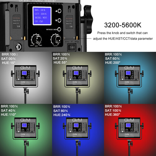 GVM 800D-RGB LED Studio 2-Video Light Kit - 4