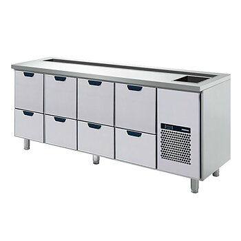 Porkka - Barkylbänk B2S - Isbrunn & ränna - Kylaggregat och 4 Moduler - Mått: 2060 x 650 x 900 mm