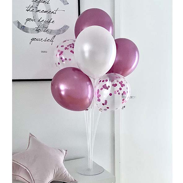 Ballongställ | 7 fästen | 70 cm | rosa