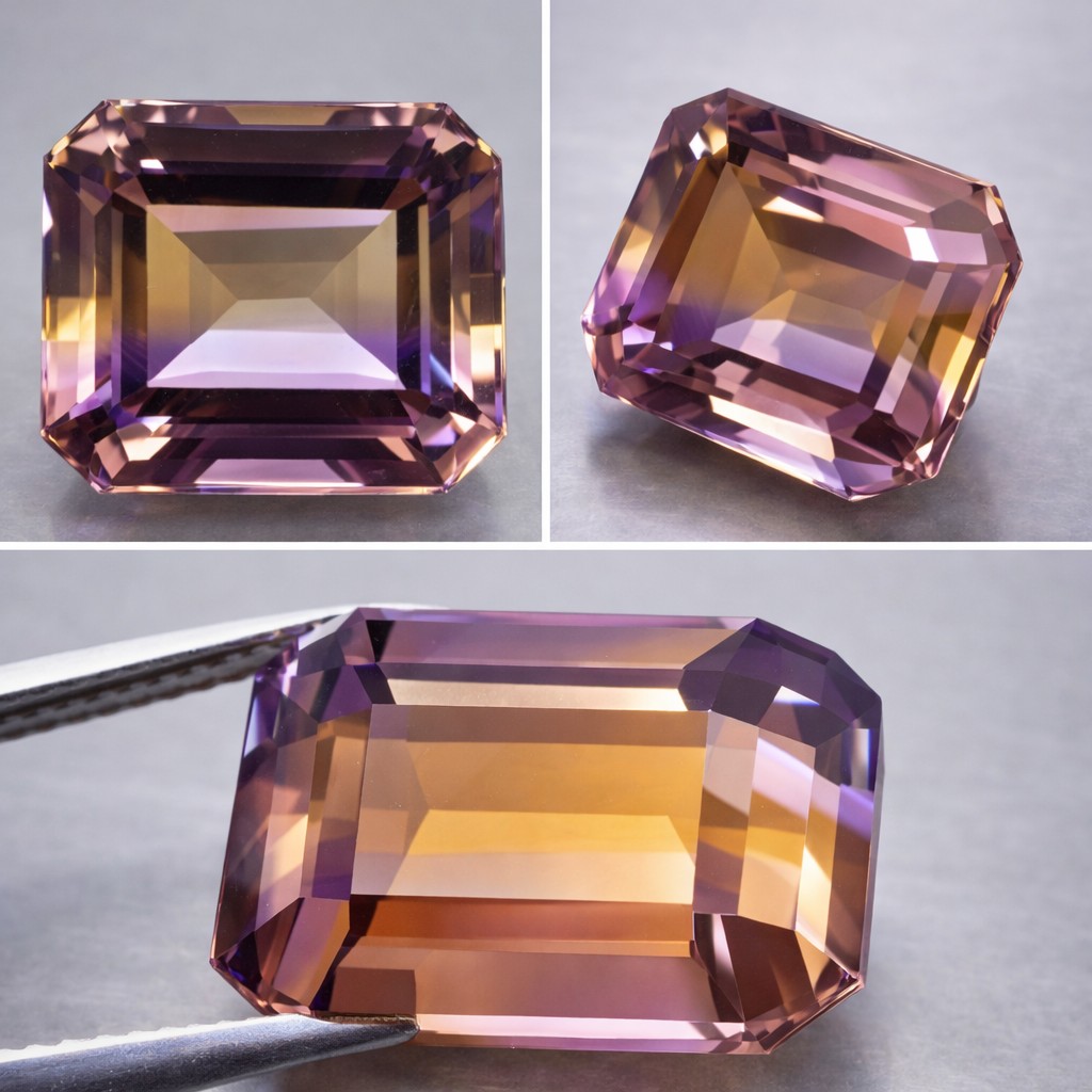 Piedra preciosa de ametrino natural genuina rara de lujo grande de 12.01ct
