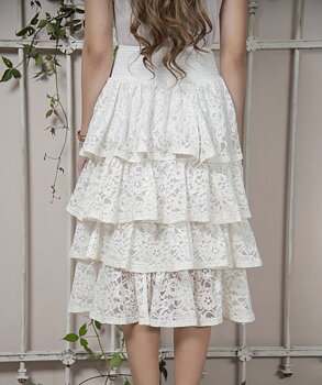 Kjol Vit spets volanger JDL Clothing Romantisk vintage bohemian shabby chic