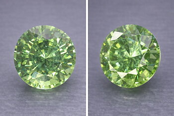 Granate demantoide ruso genuino extremadamente raro redondo de 4,3 mm