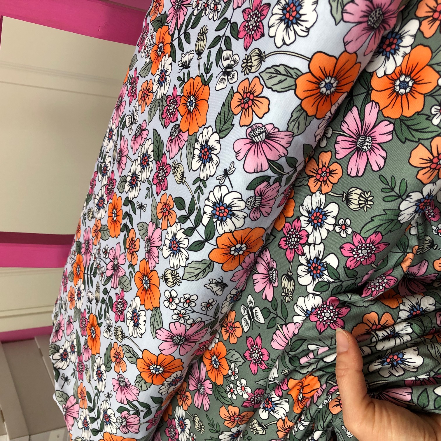 SLUTSÅLT Jerseytyg ekologisk bomull, "Grace" grön, metervara - 9