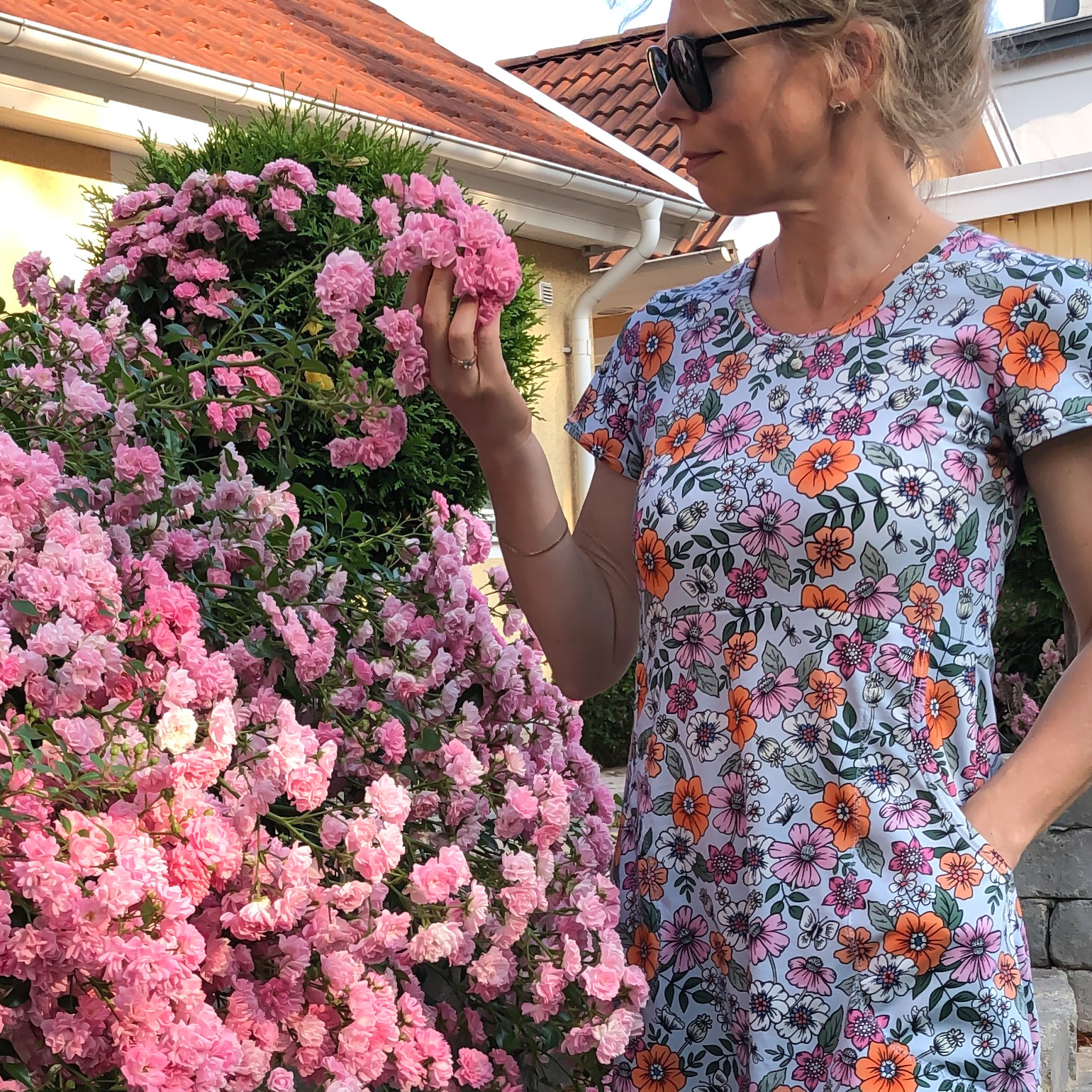 SLUTSÅLT Jerseytyg ekologisk bomull,  "Grace" blue, metervara, 220 kr/m - 4
