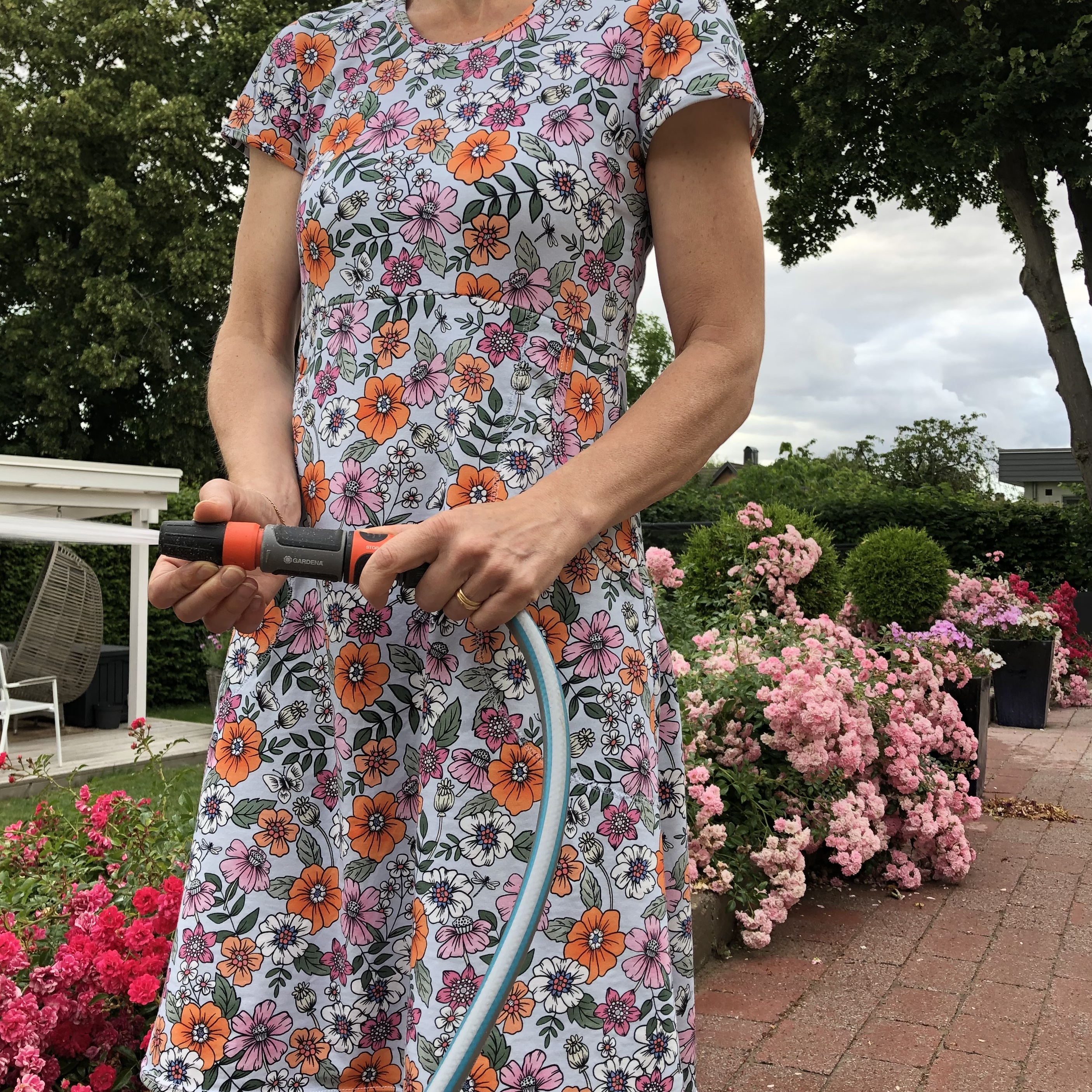 SLUTSÅLT Jerseytyg ekologisk bomull,  "Grace" blue, metervara, 220 kr/m - 8