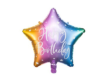 FOLIEBALLONG |Regnbåge stjärna "Happy birthday"