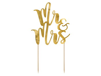CAKE TOPPER | Mr & Mrs | Guld