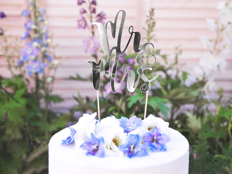 CAKE TOPPER | Mr & Mrs | Silver