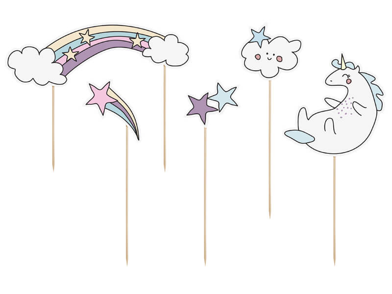 CAKE TOPPER | 5-pack | Enhörning