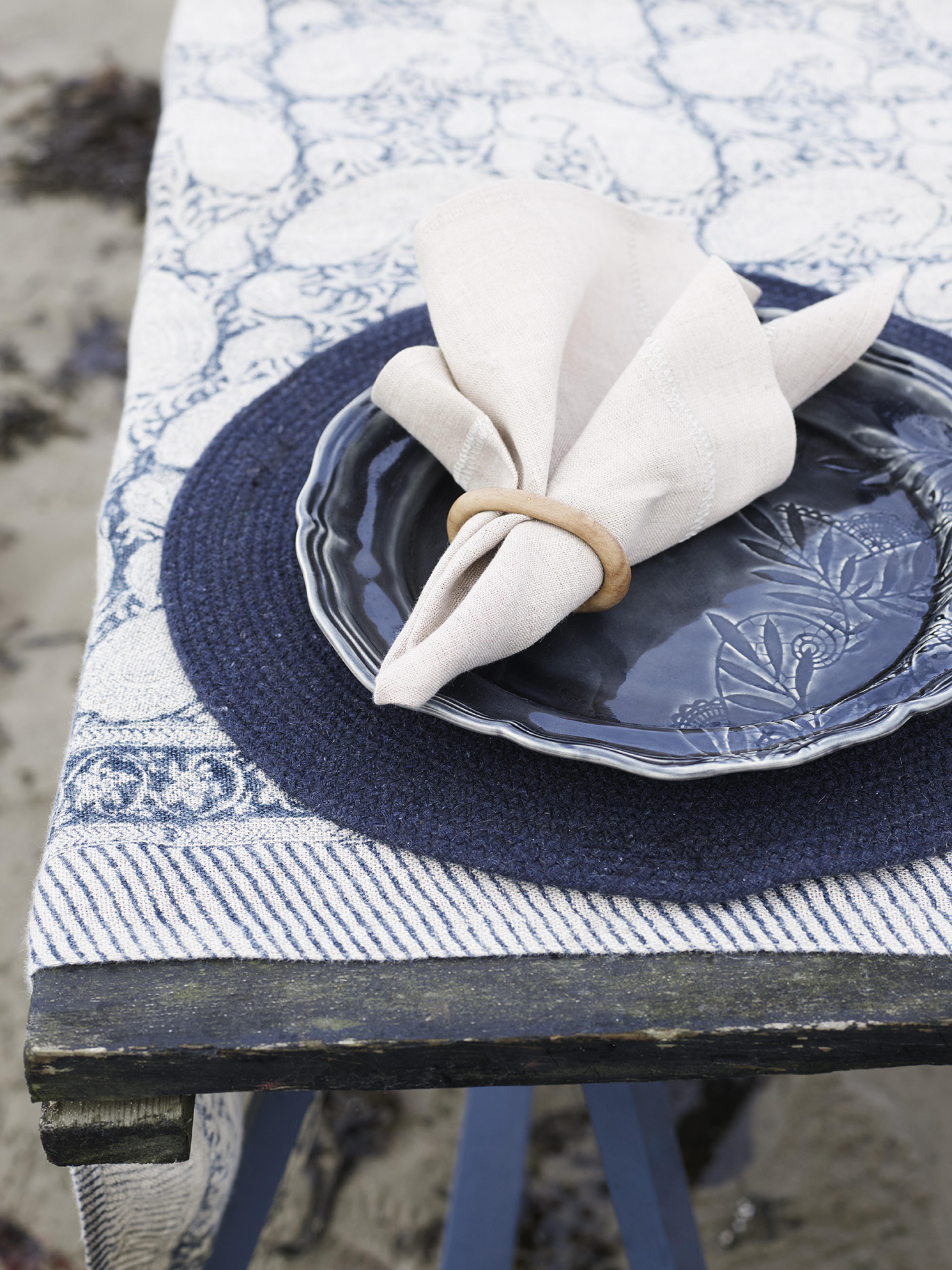 Chamois Linneduk Big Paisley Navy Blue - 170x270 - 3