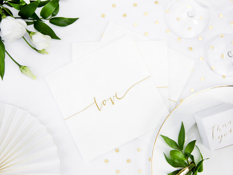 SERVETTER | 20-pack | Guldtext "Love"