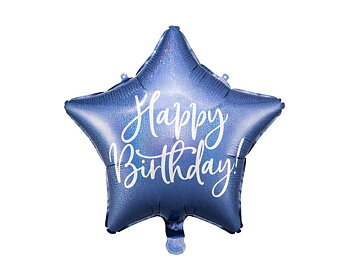 FOLIEBALLONG | Blå stjärna "Happy birthday"