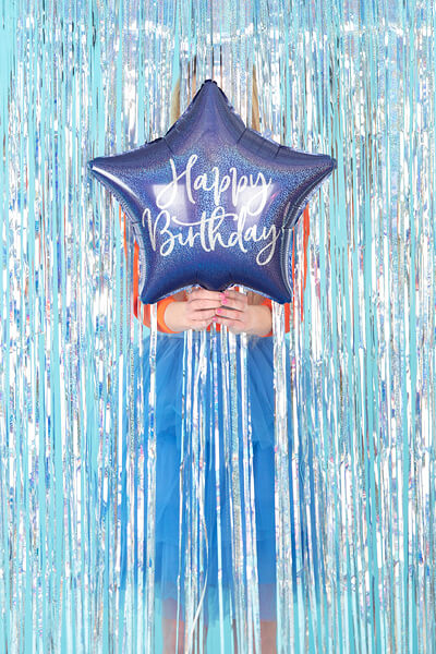 FOLIEBALLONG | Blå stjärna "Happy birthday"