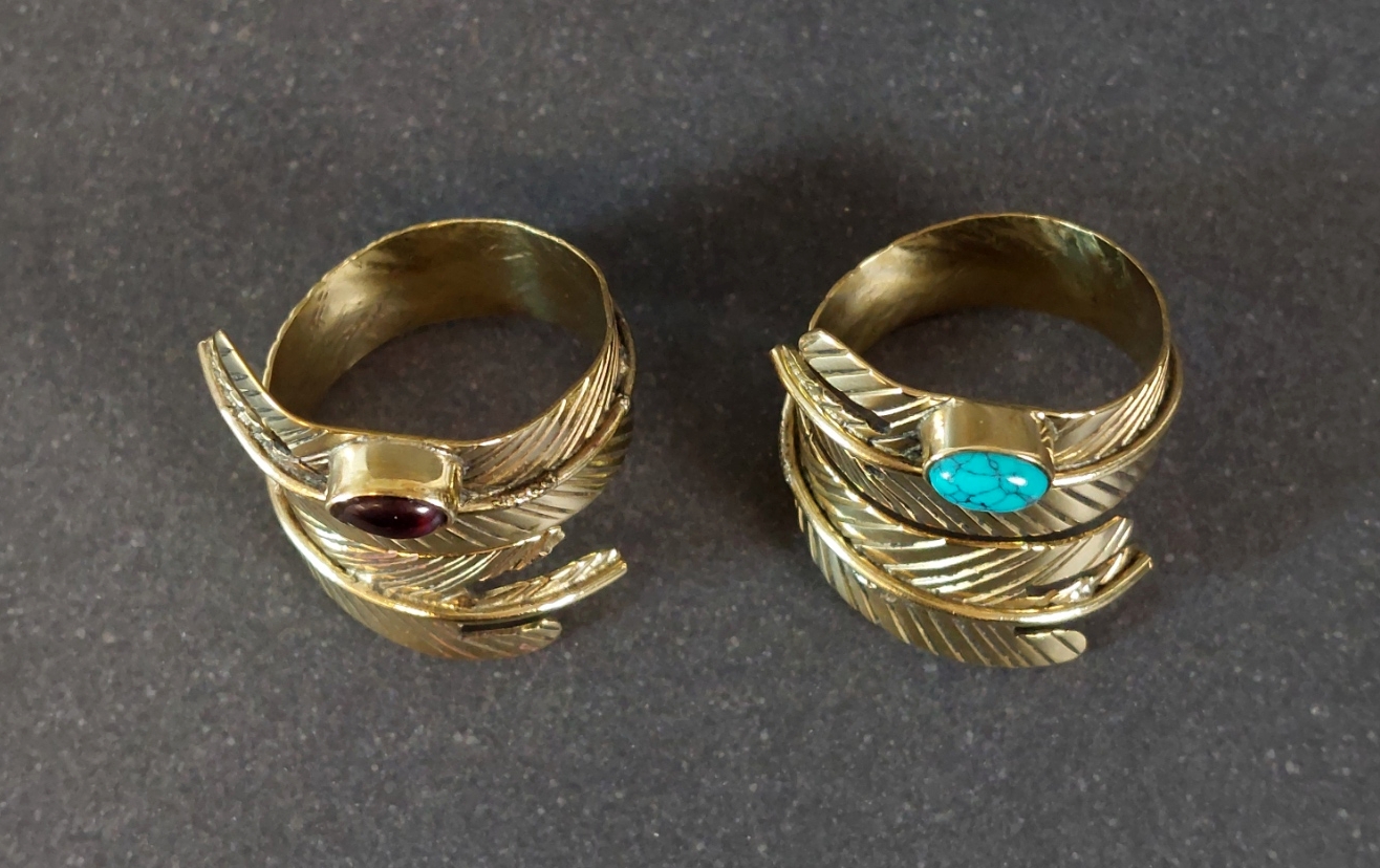 Ställbar Ring i Brons - Fjäder - 2