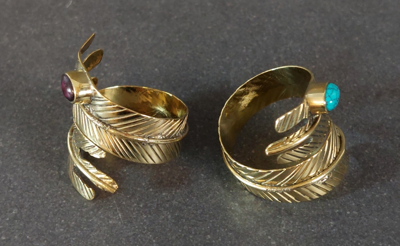 Ställbar Ring i Brons - Fjäder - 3