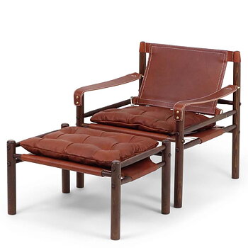 Sirocco Armchair Leather + Foot stool- Norell
