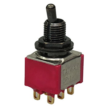 Mini Toggle Switch On-On Short Lever DPDT (Black)