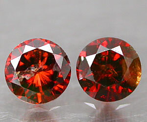 2 piezas de diamantes rojos anaranjados genuinos naturales muy raros