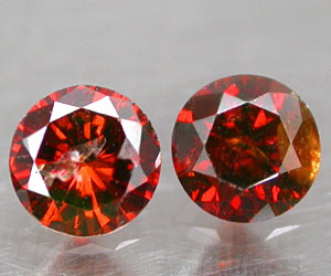 2 piezas de diamantes rojos anaranjados genuinos naturales muy raros - 3
